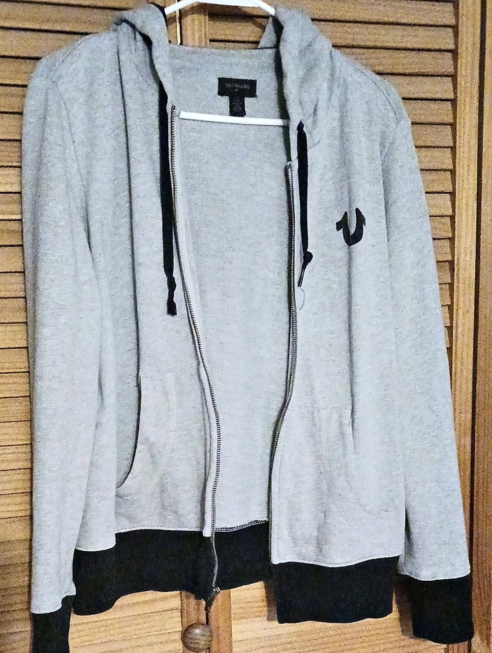 True Religion Zip Hoodie Gray & Black Large